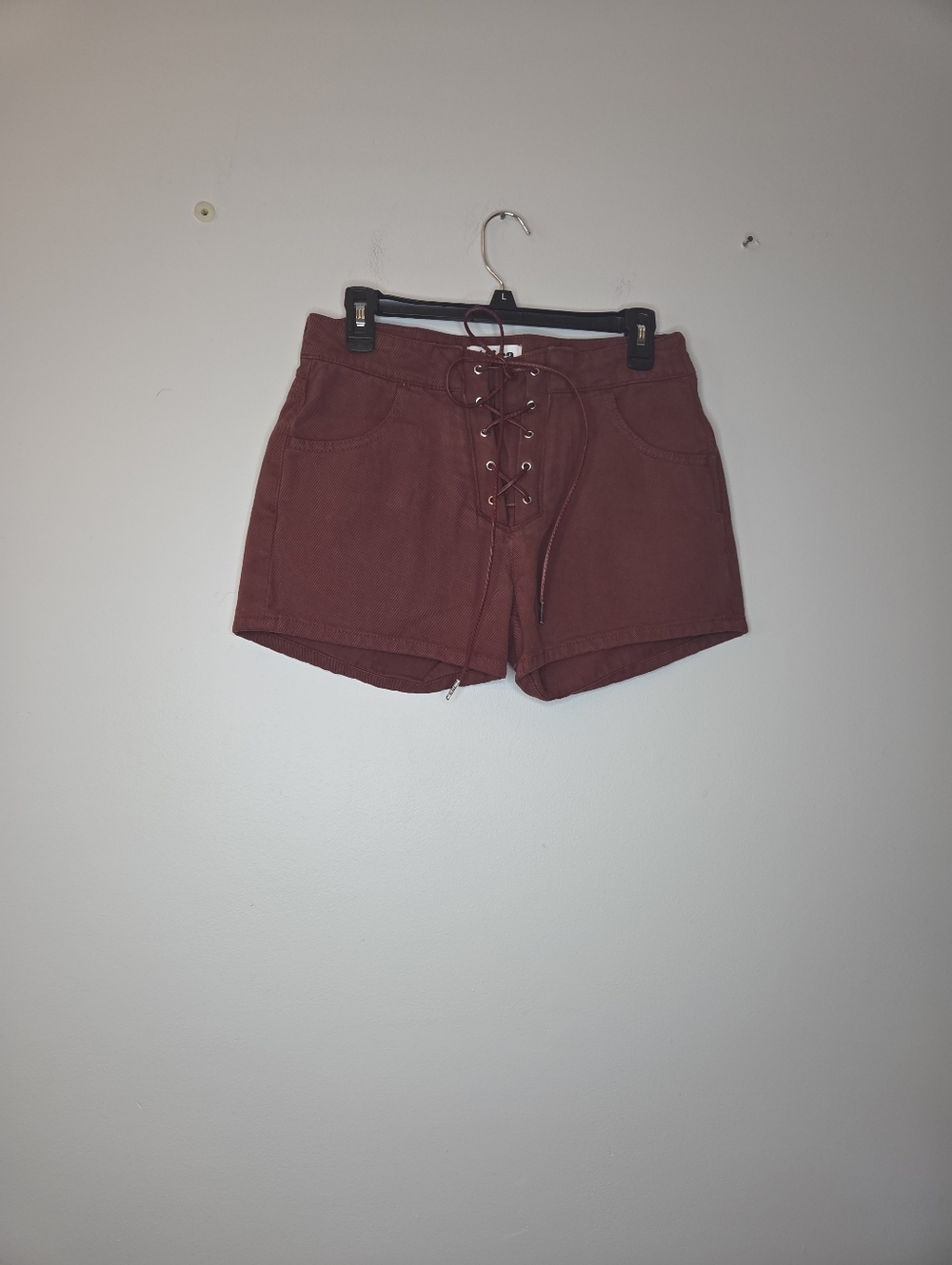 Etica Women's Lace-Up Maroon Shorts, Size S